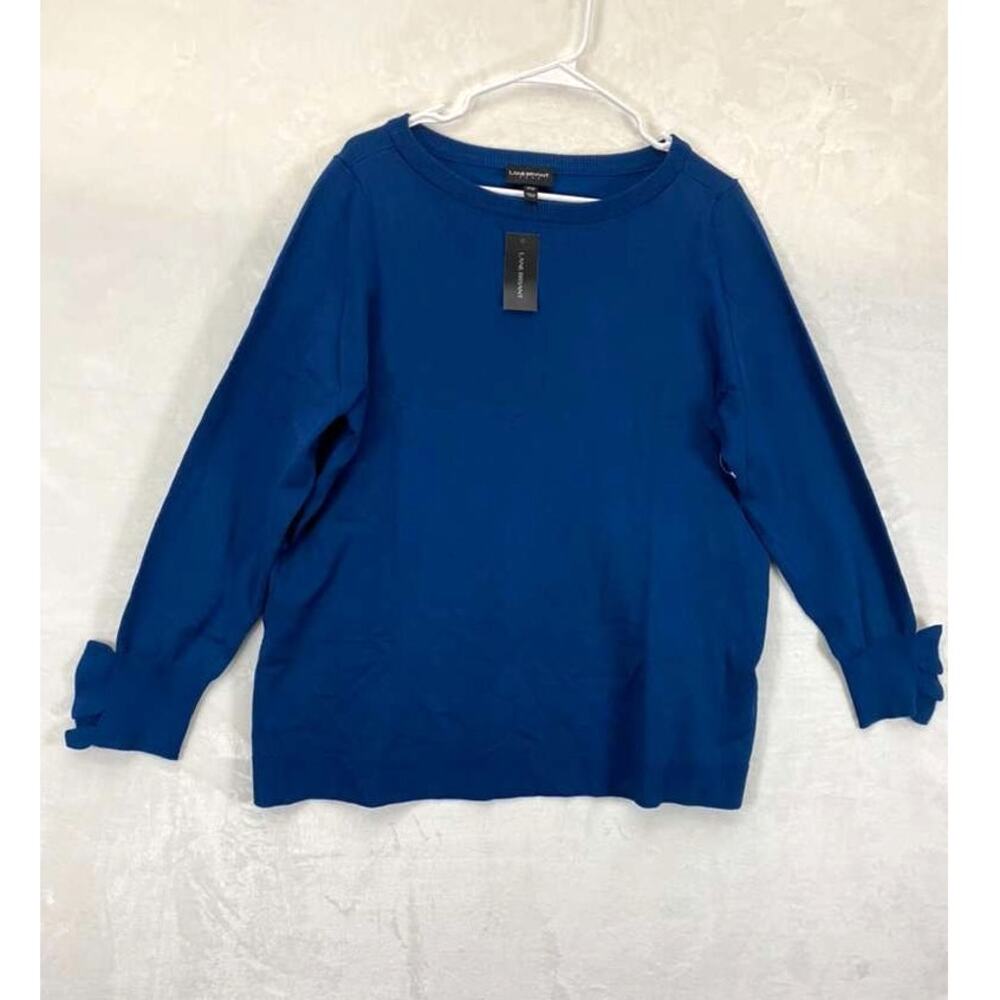LANE BRYANT Women's Pullover Sweater, Soft Knit, Blue, Long Sleeve Sz 14/16